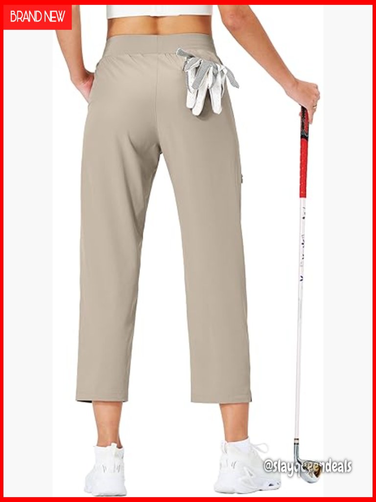 Lightweight High Waisted 7/8 Golf Pants With 4 Pockets Athletic Lounge